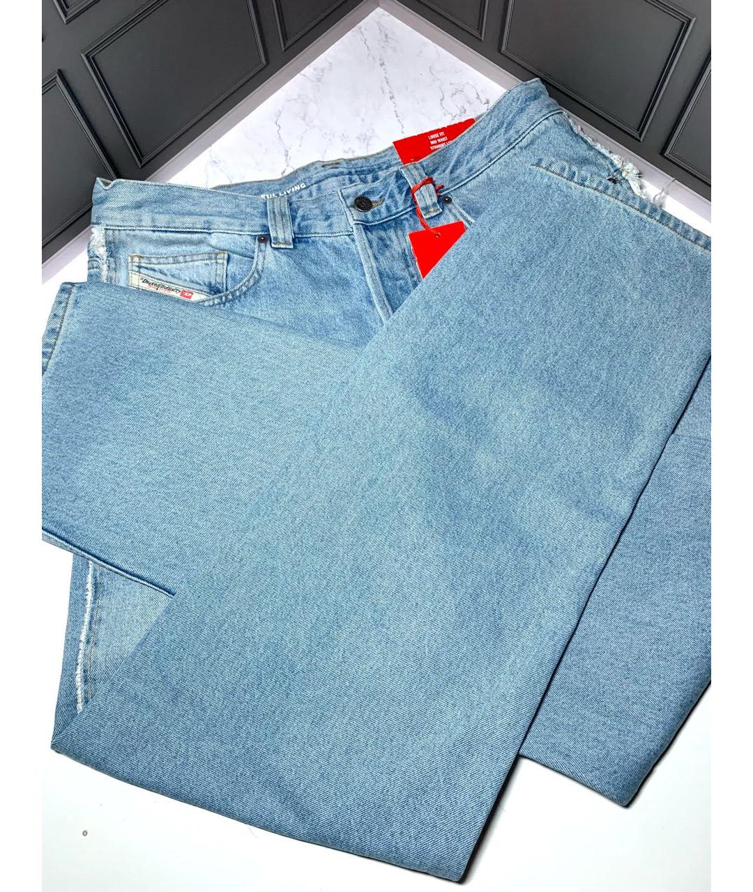 DIESEL Голубые хлопковые прямые джинсы, фото 7