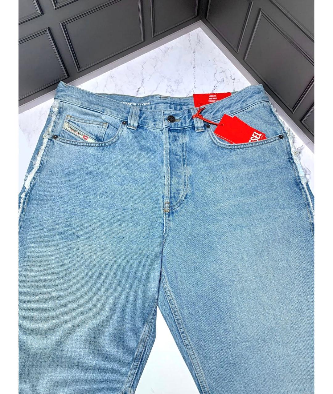 DIESEL Голубые хлопковые прямые джинсы, фото 4