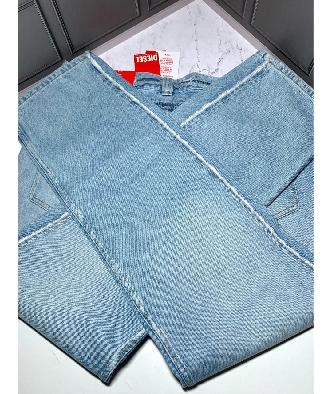 DIESEL Голубые хлопковые прямые джинсы, фото 6