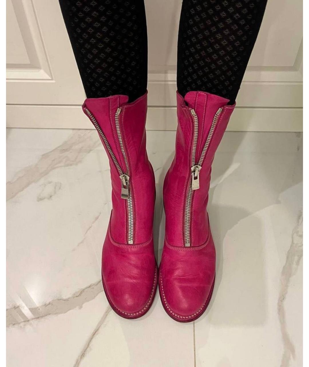 GUIDI Розовые кожаные полусапоги, фото 3