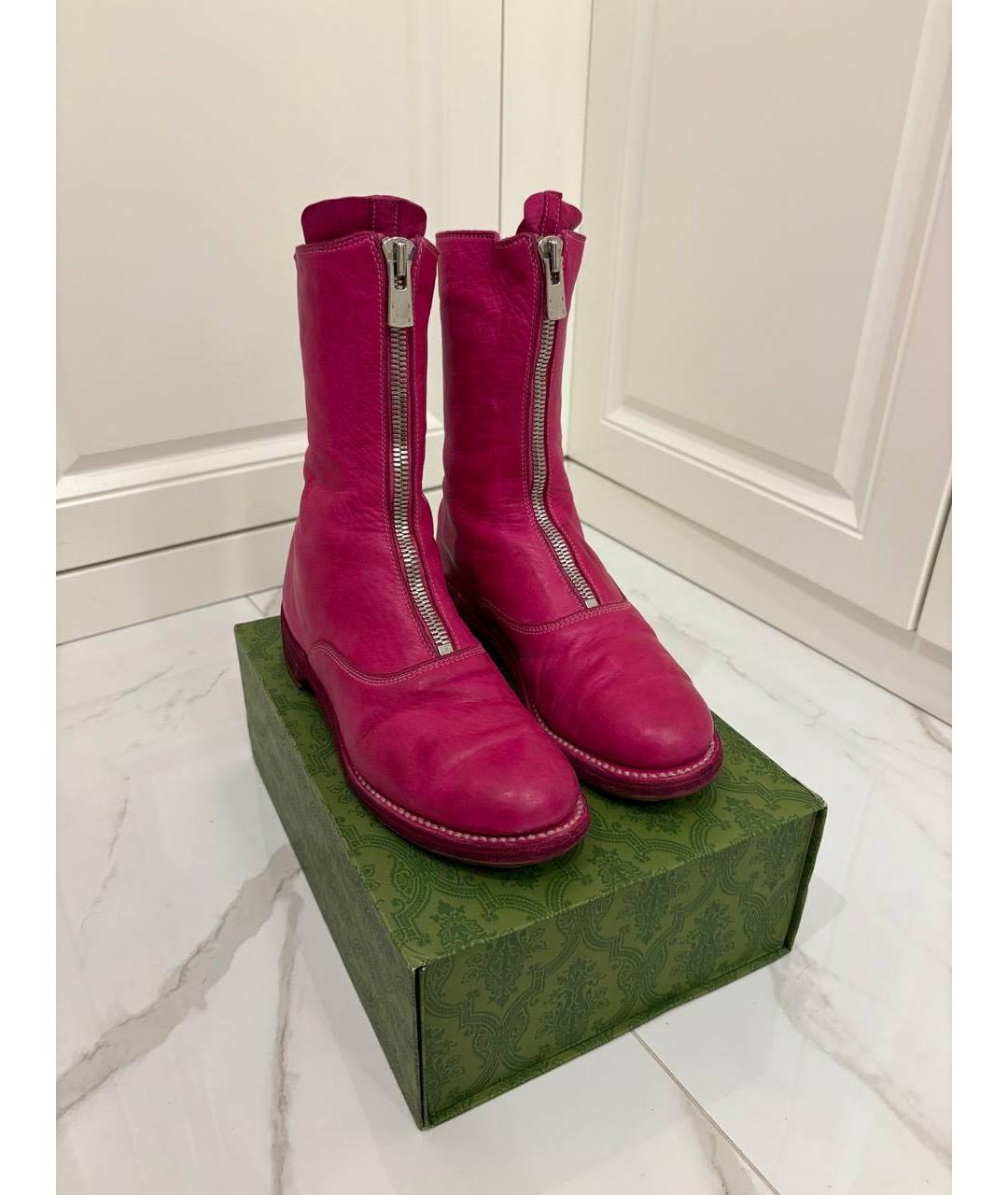 GUIDI Розовые кожаные полусапоги, фото 2
