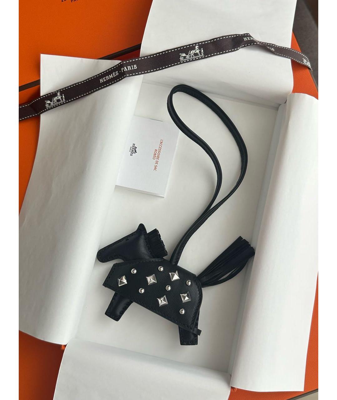 HERMES Черный брелок, фото 2