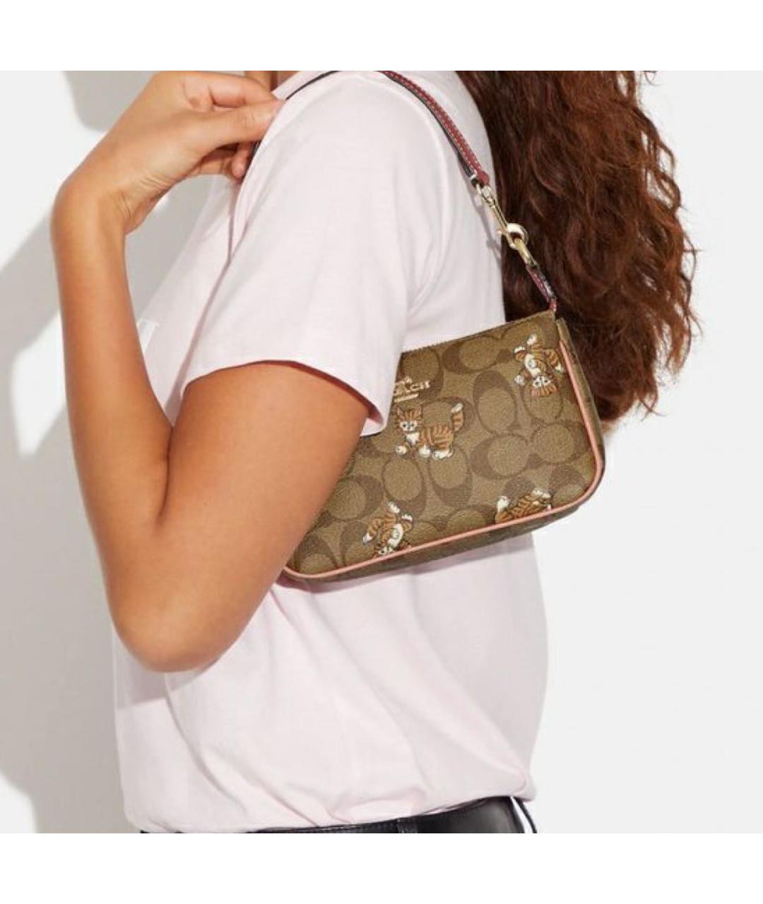 COACH Коричневая сумка с короткими ручками, фото 8