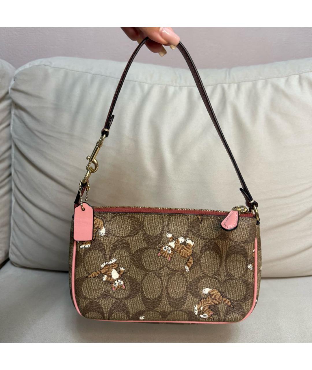 COACH Коричневая сумка с короткими ручками, фото 4