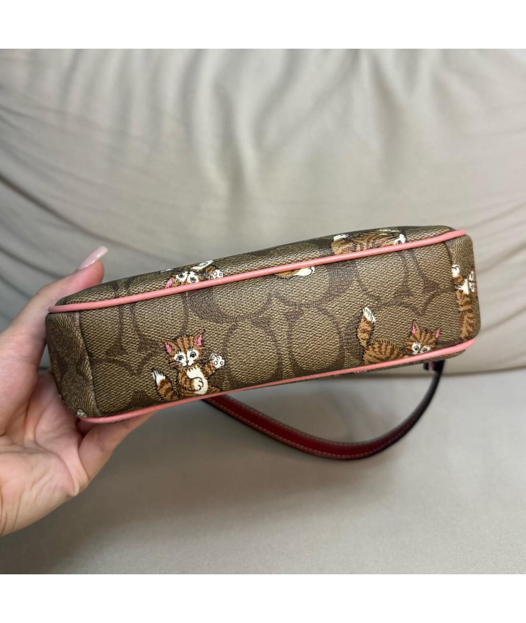 COACH Коричневая сумка с короткими ручками, фото 5