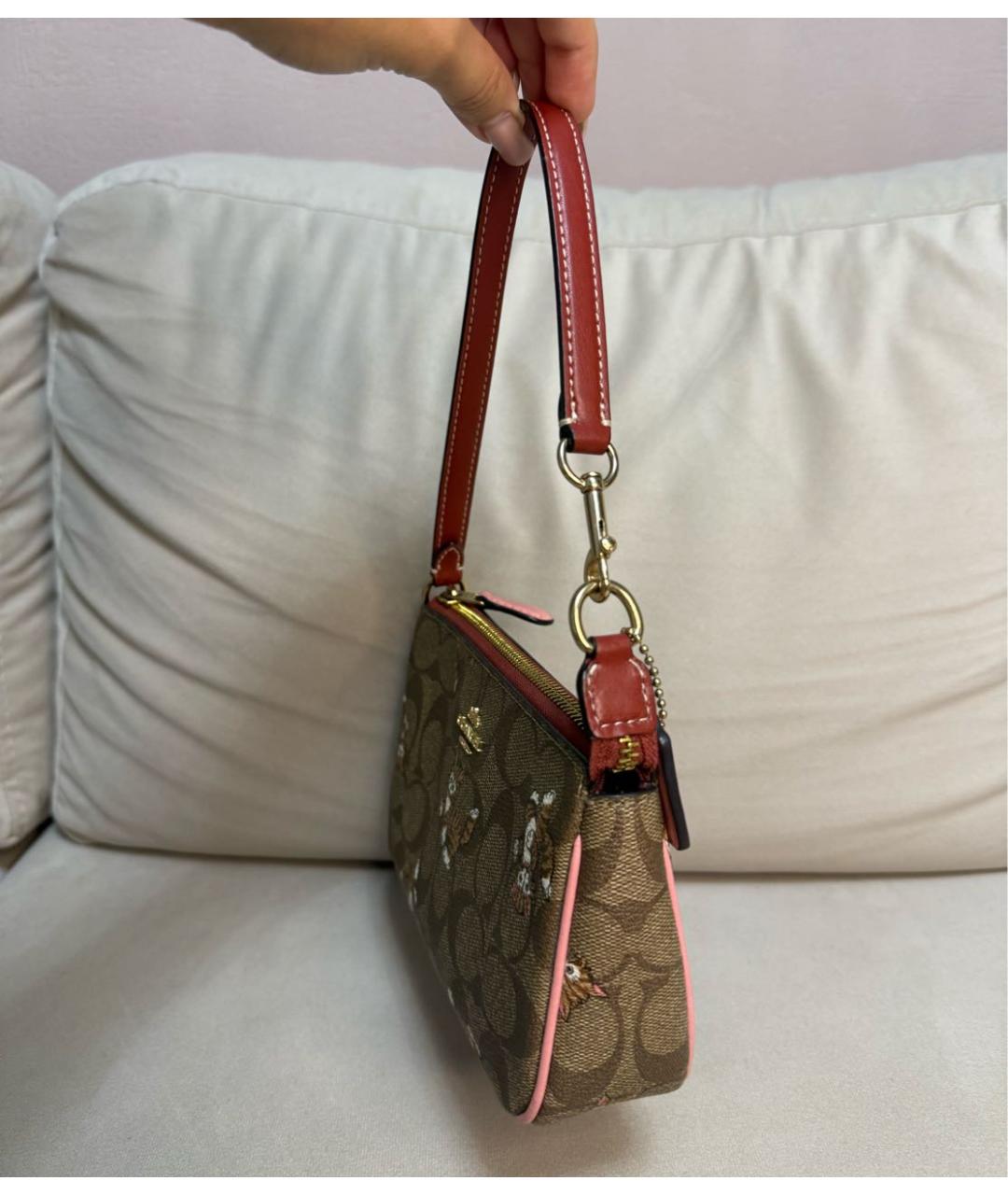 COACH Коричневая сумка с короткими ручками, фото 3