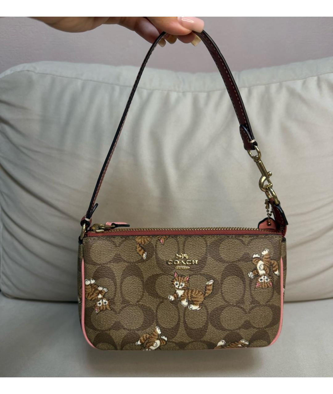 COACH Коричневая сумка с короткими ручками, фото 2