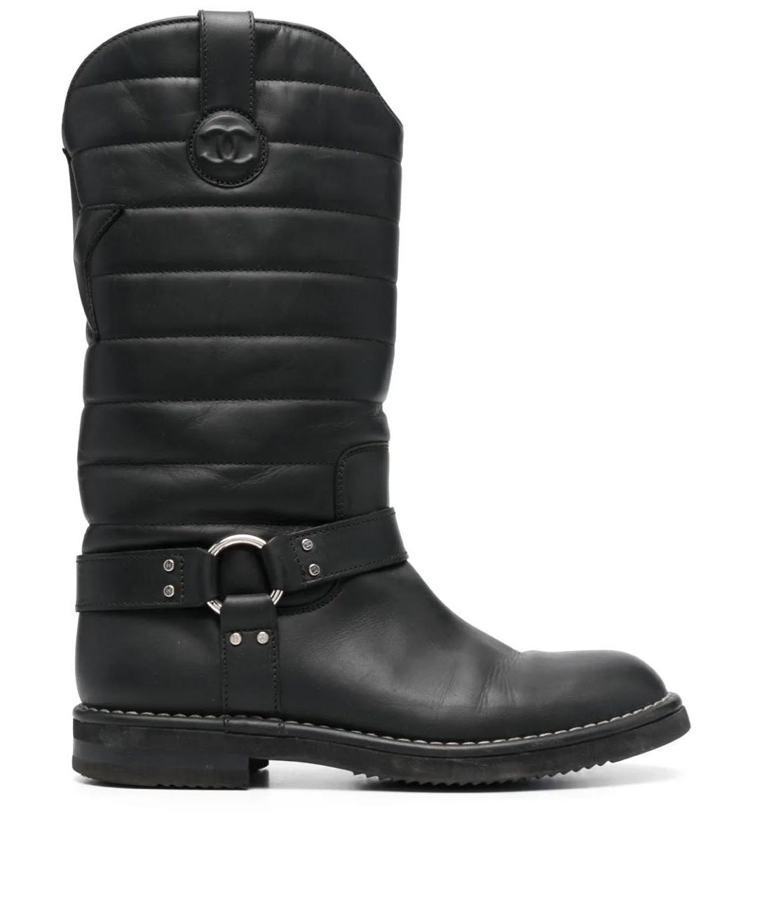 CHANEL Черные кожаные сапоги, фото 1