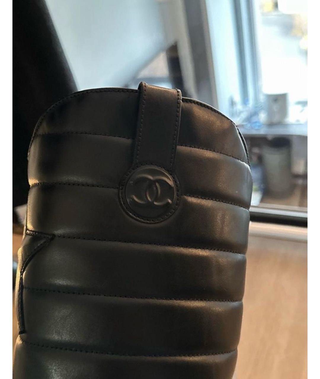 CHANEL Черные кожаные сапоги, фото 5