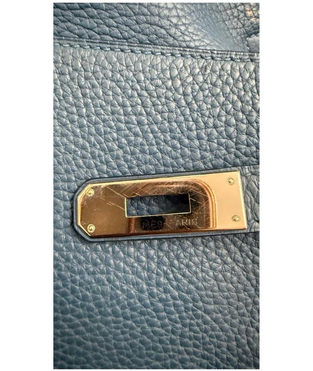 HERMES Синяя кожаная сумка тоут, фото 5