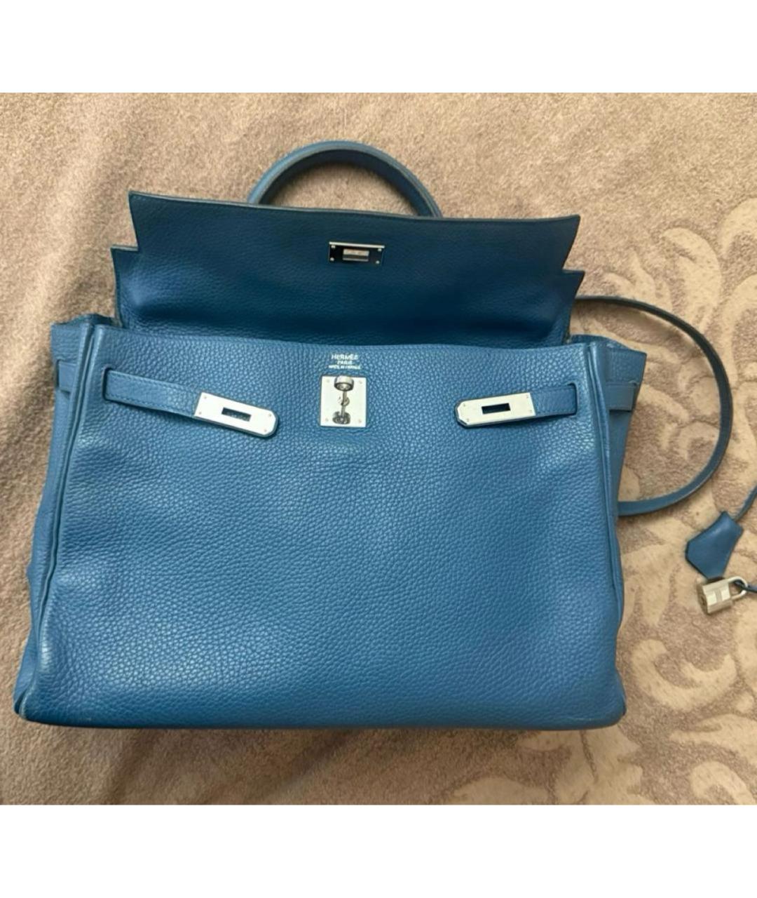 HERMES Синяя кожаная сумка тоут, фото 2