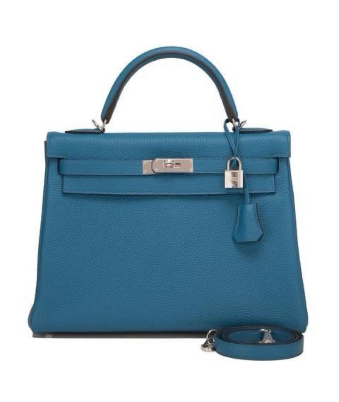 HERMES Синяя кожаная сумка тоут, фото 1