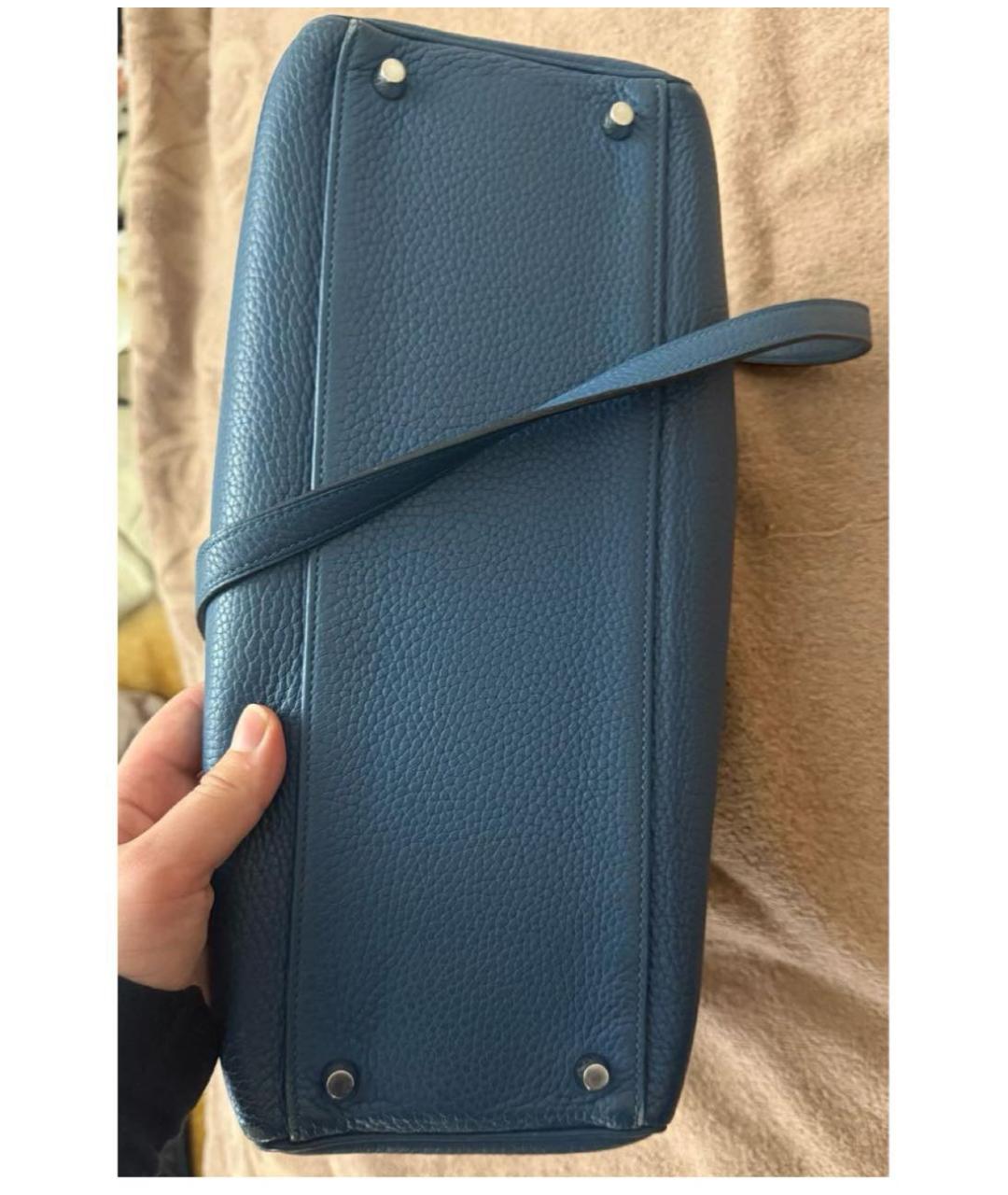 HERMES Синяя кожаная сумка тоут, фото 3