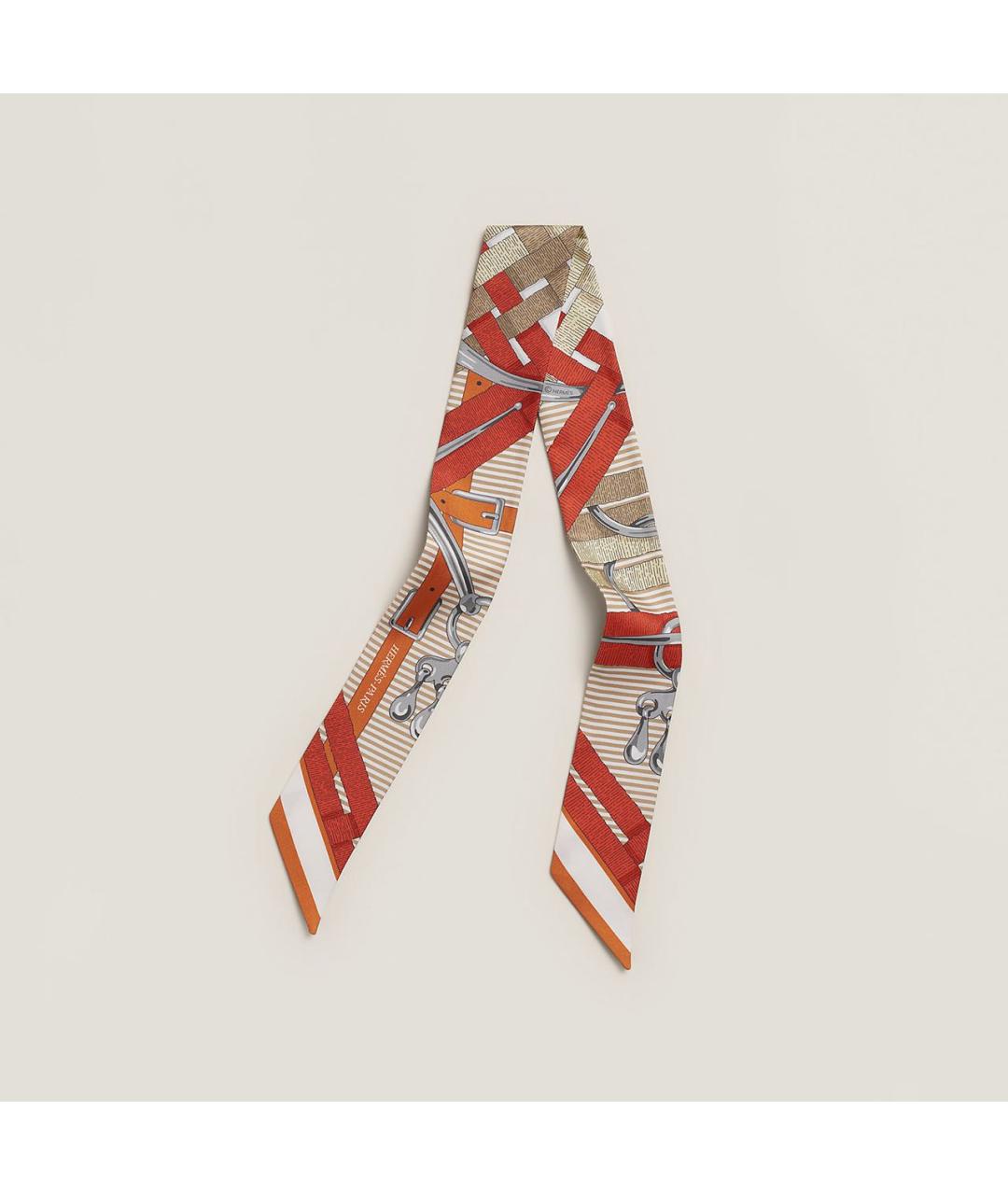 HERMES Оранжевый шелковый платок, фото 6