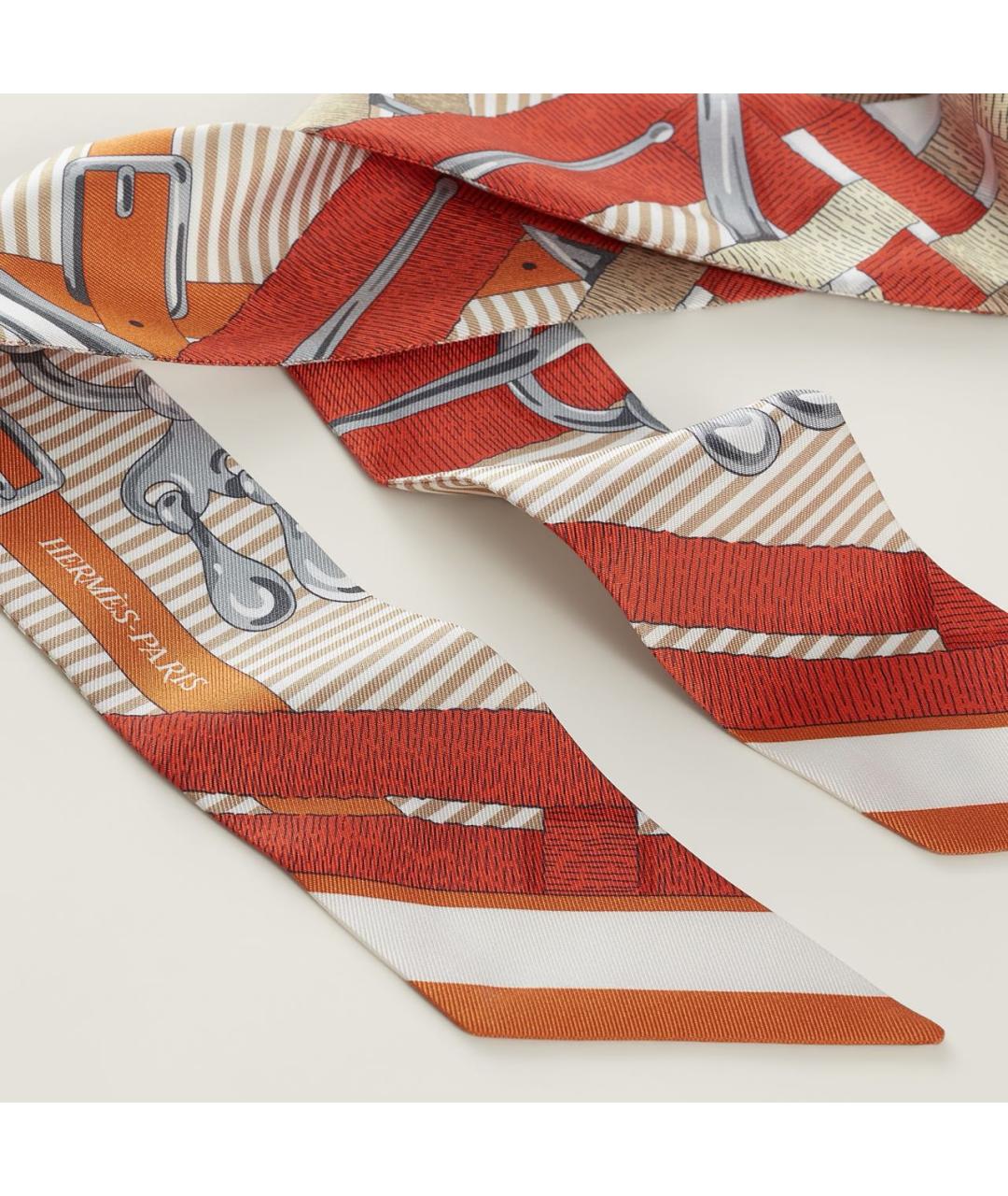 HERMES Оранжевый шелковый платок, фото 4