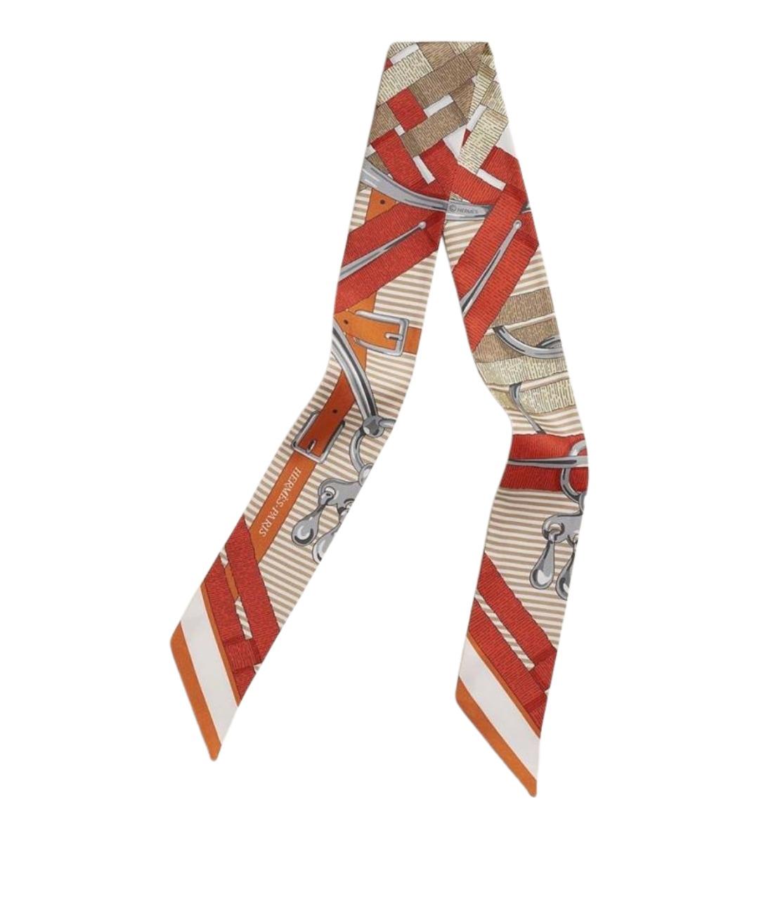 HERMES Оранжевый шелковый платок, фото 1