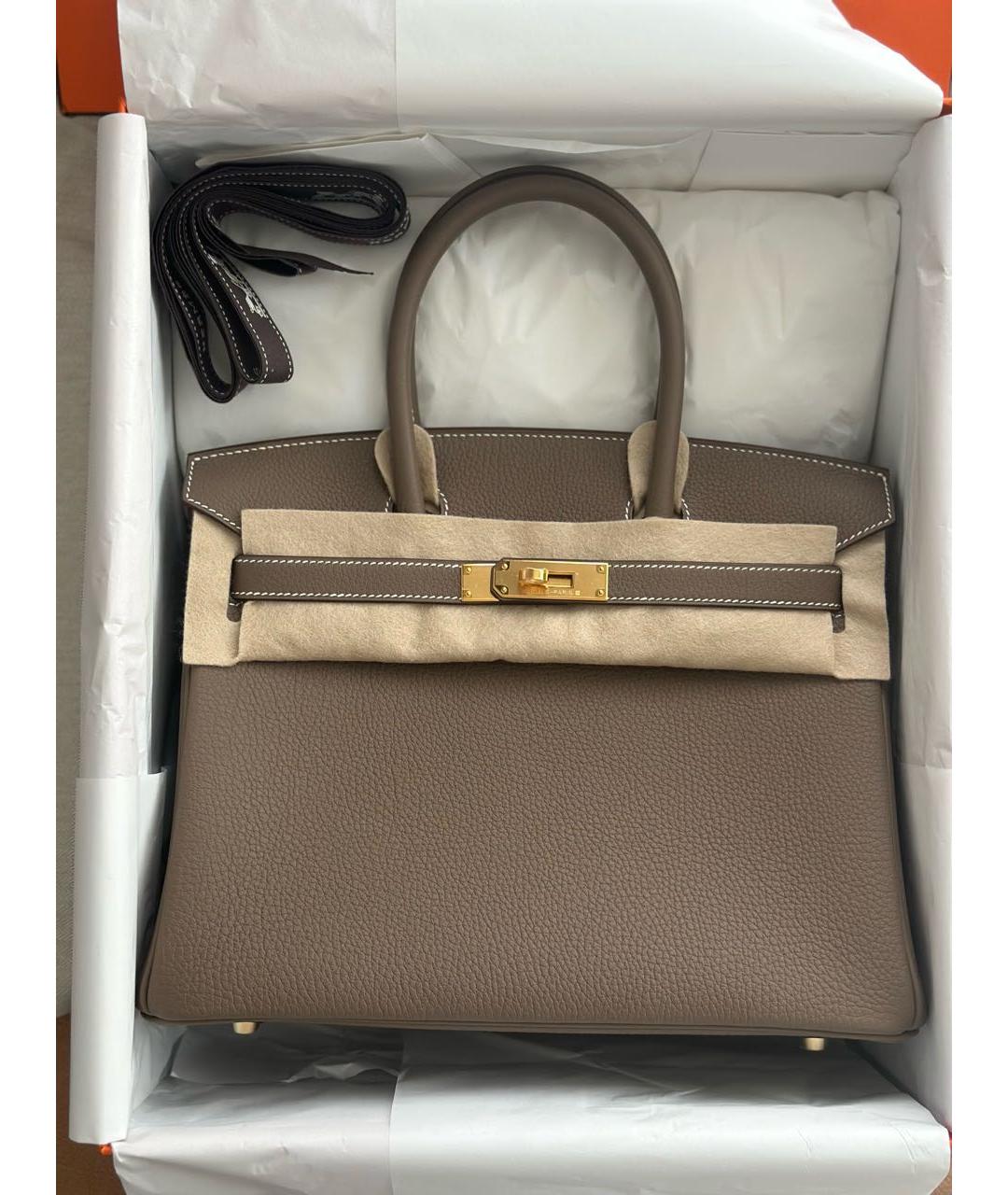 HERMES Коричневая кожаная сумка тоут, фото 2