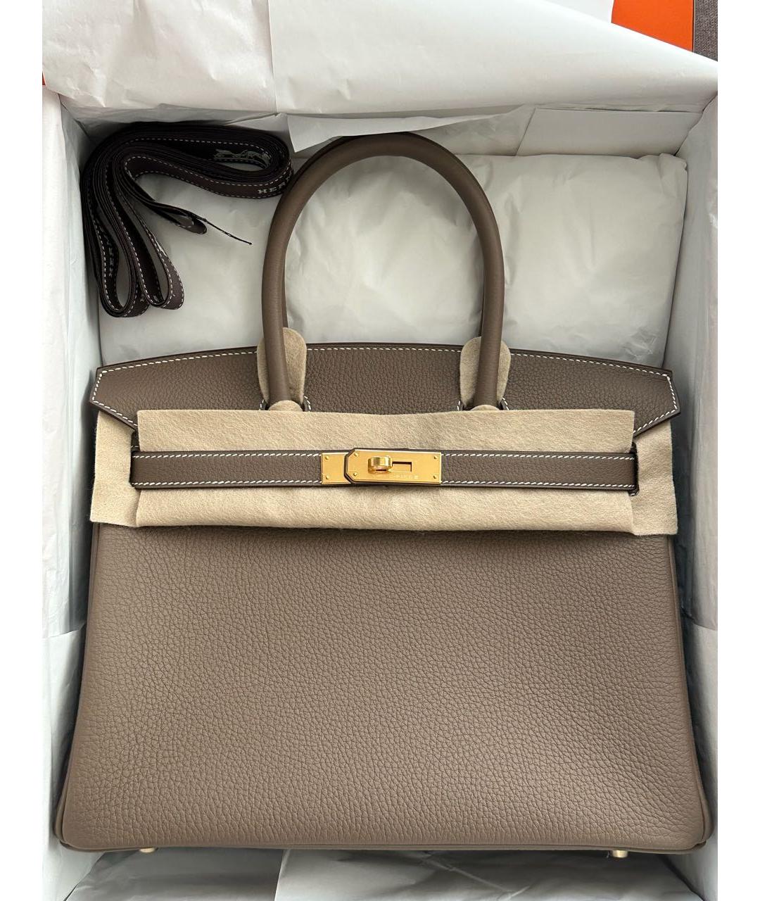 HERMES Коричневая кожаная сумка тоут, фото 4