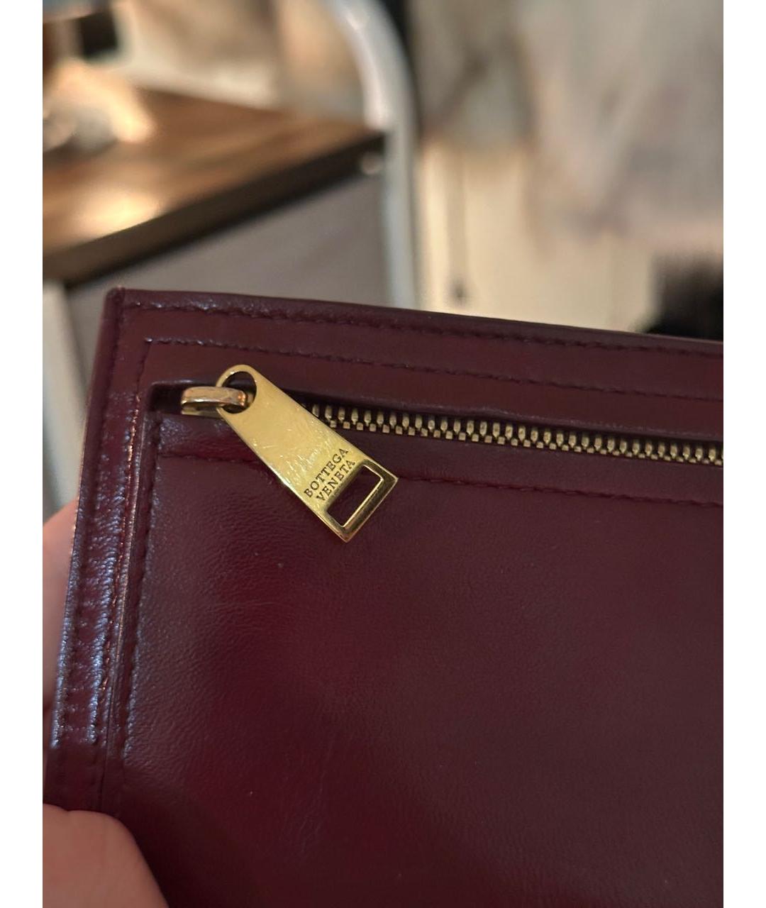 BOTTEGA VENETA Бордовый кожаный кардхолдер, фото 3