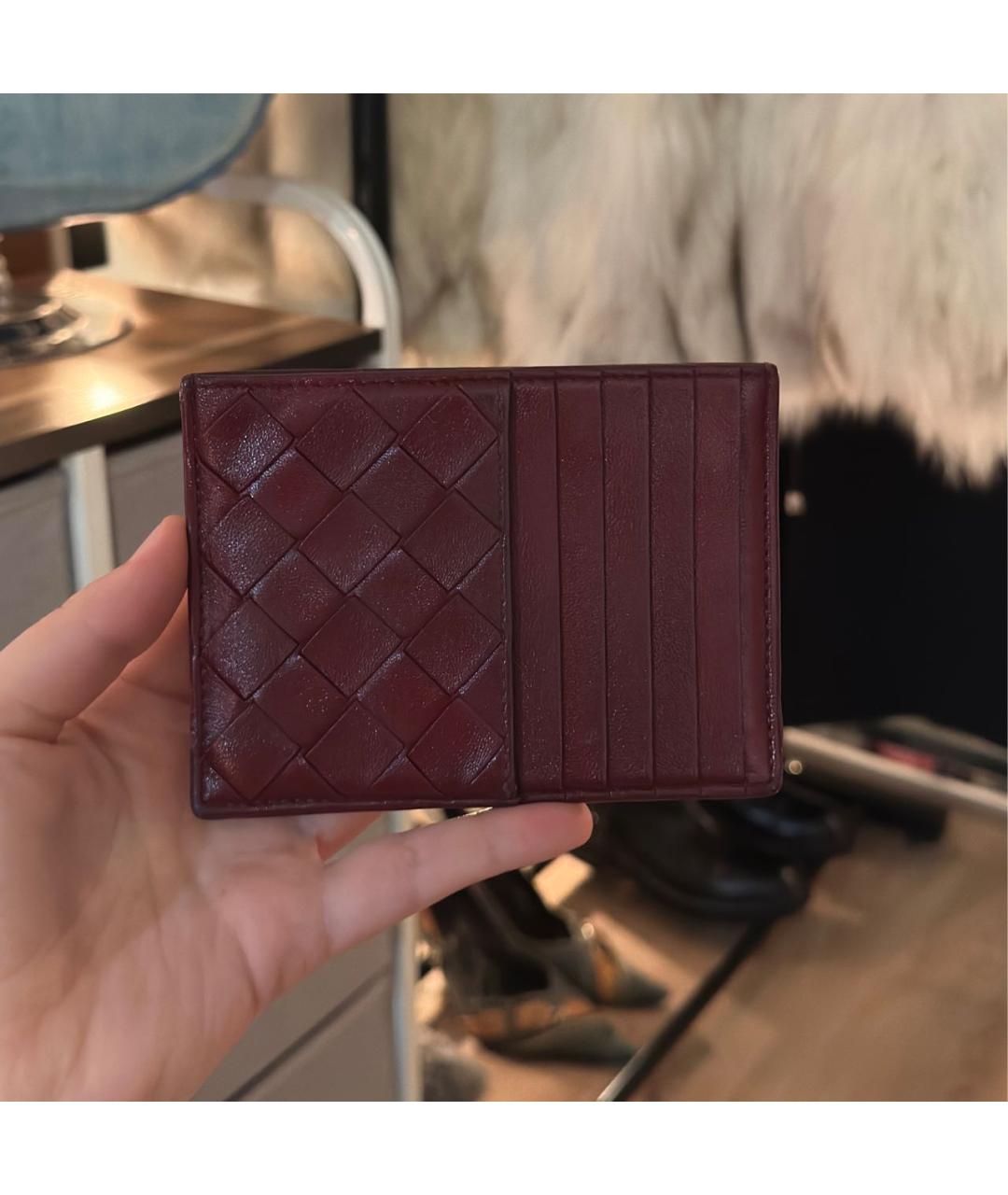 BOTTEGA VENETA Бордовый кожаный кардхолдер, фото 2