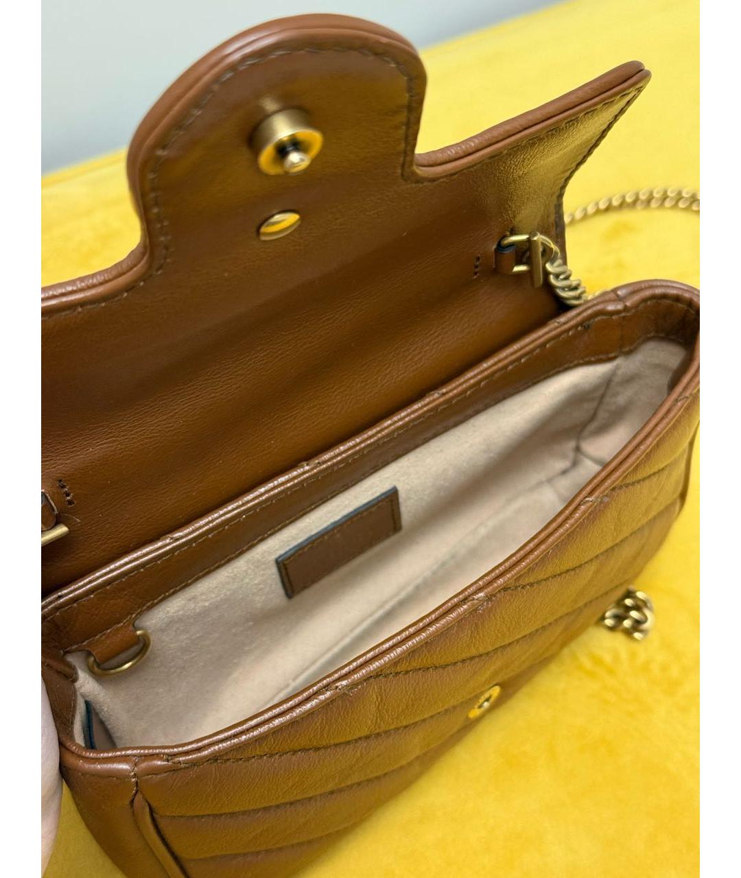 GUCCI Коричневая кожаная сумка через плечо, фото 4