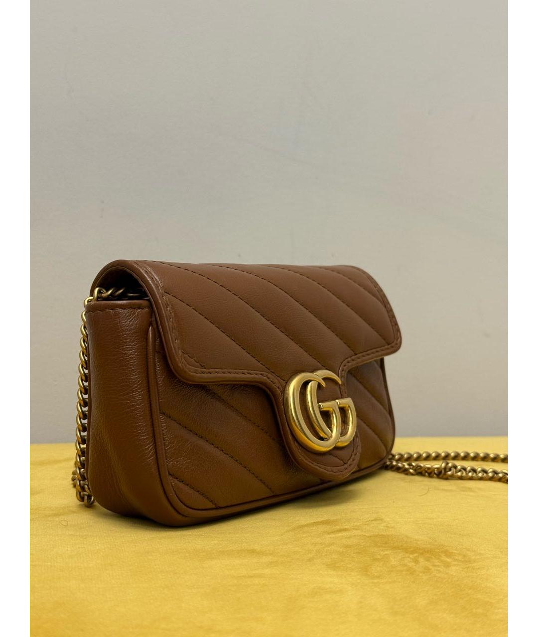 GUCCI Коричневая кожаная сумка через плечо, фото 2