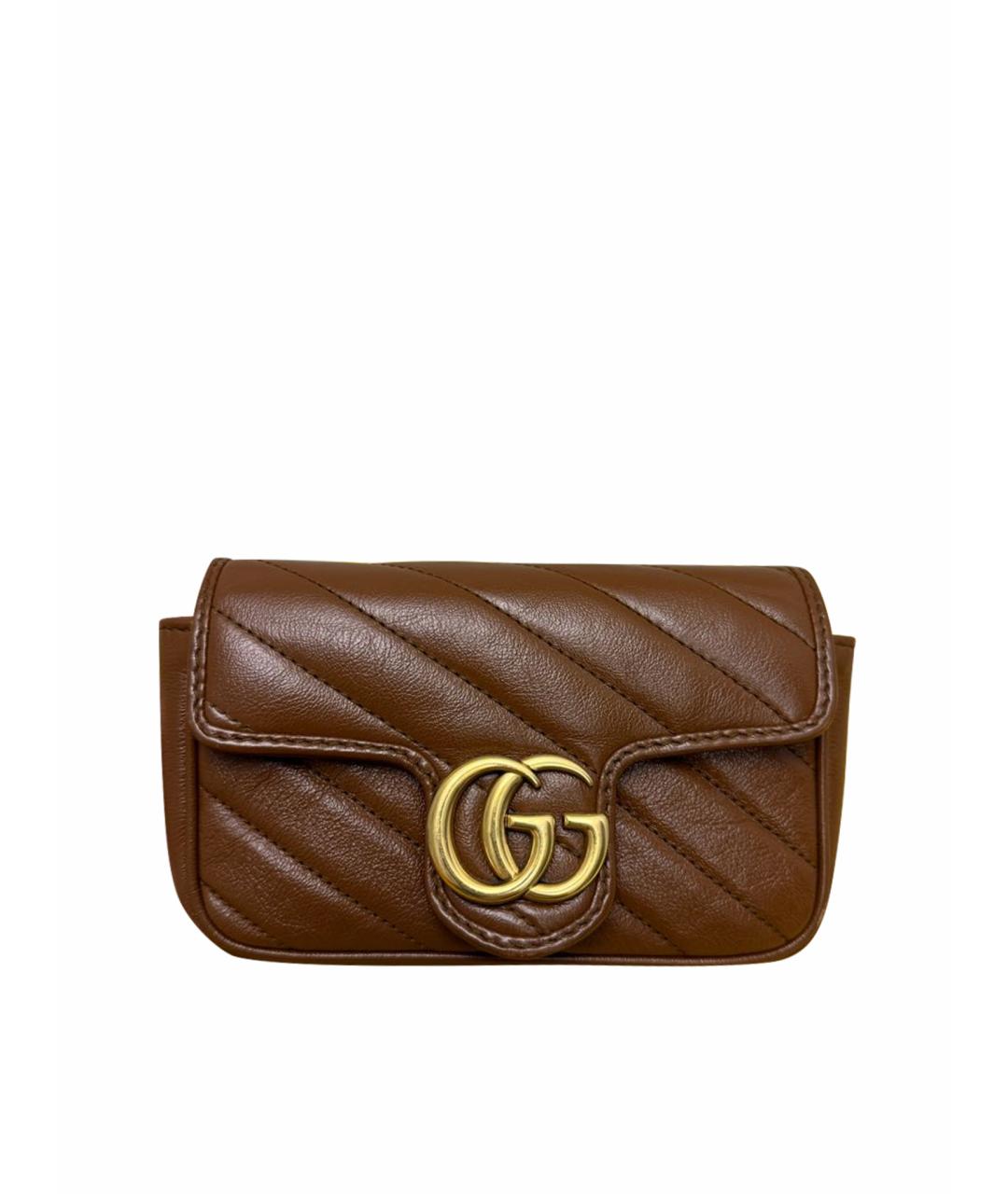 GUCCI Коричневая кожаная сумка через плечо, фото 1