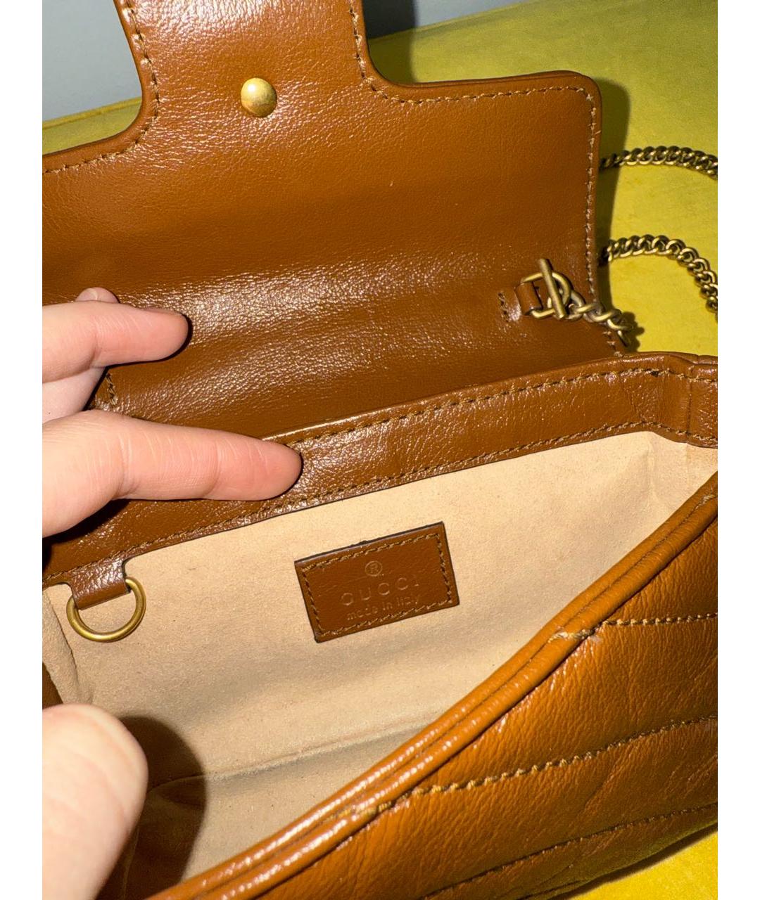 GUCCI Коричневая кожаная сумка через плечо, фото 5