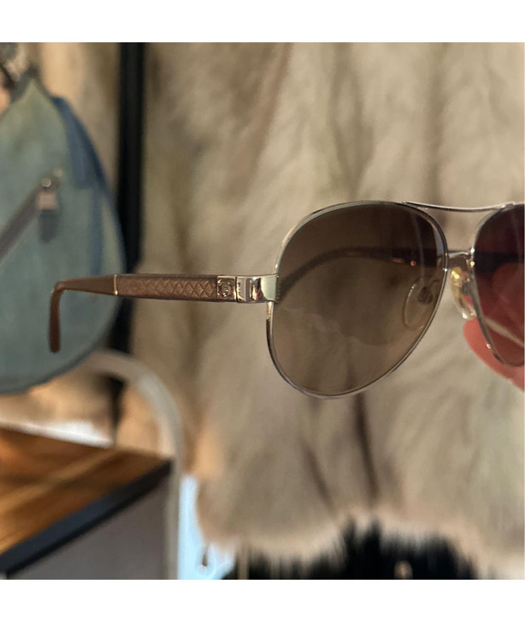 CHANEL Коричневые металлические солнцезащитные очки, фото 3