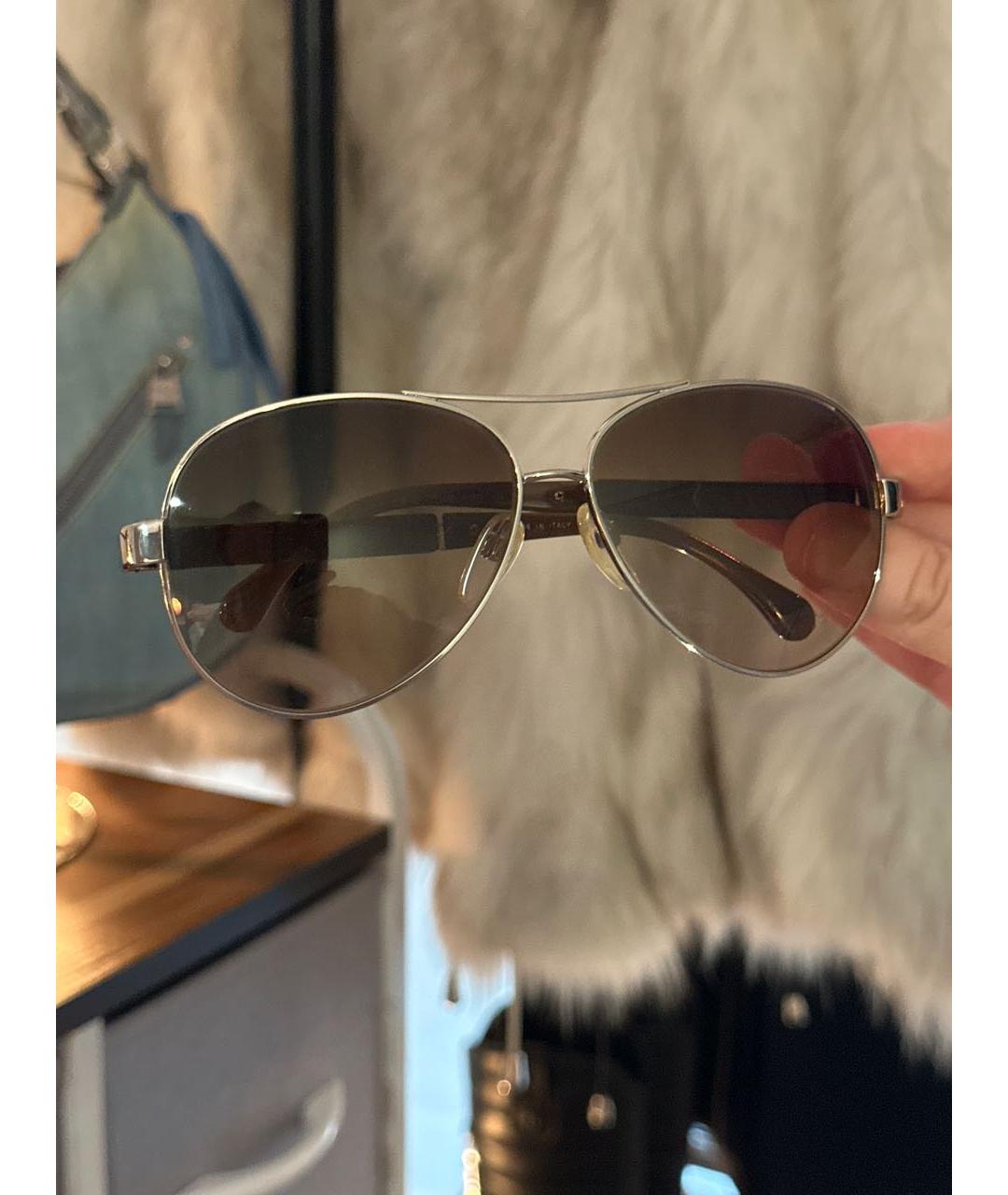 CHANEL Коричневые металлические солнцезащитные очки, фото 2