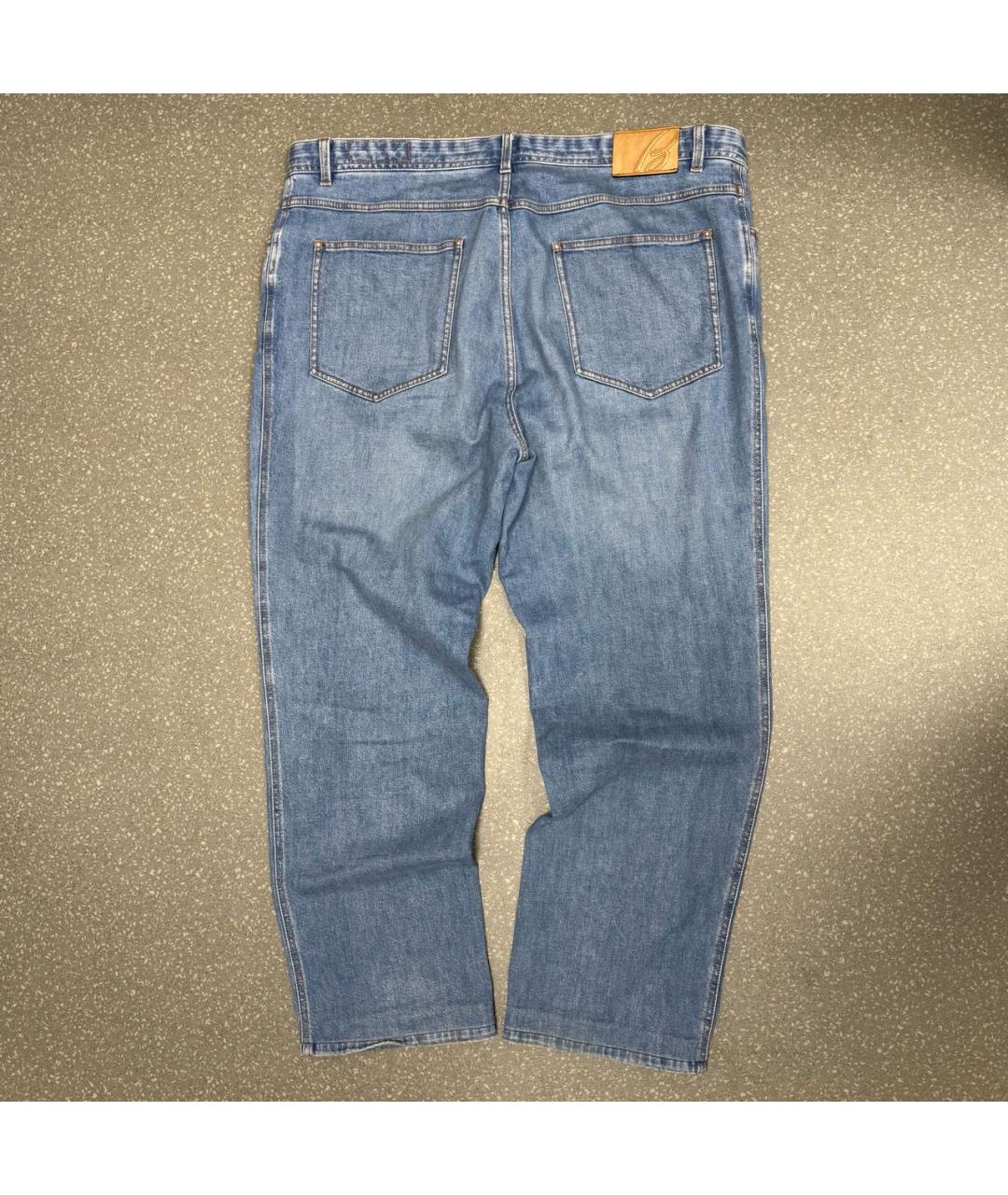 BRIONI Голубые хлопковые прямые джинсы, фото 2