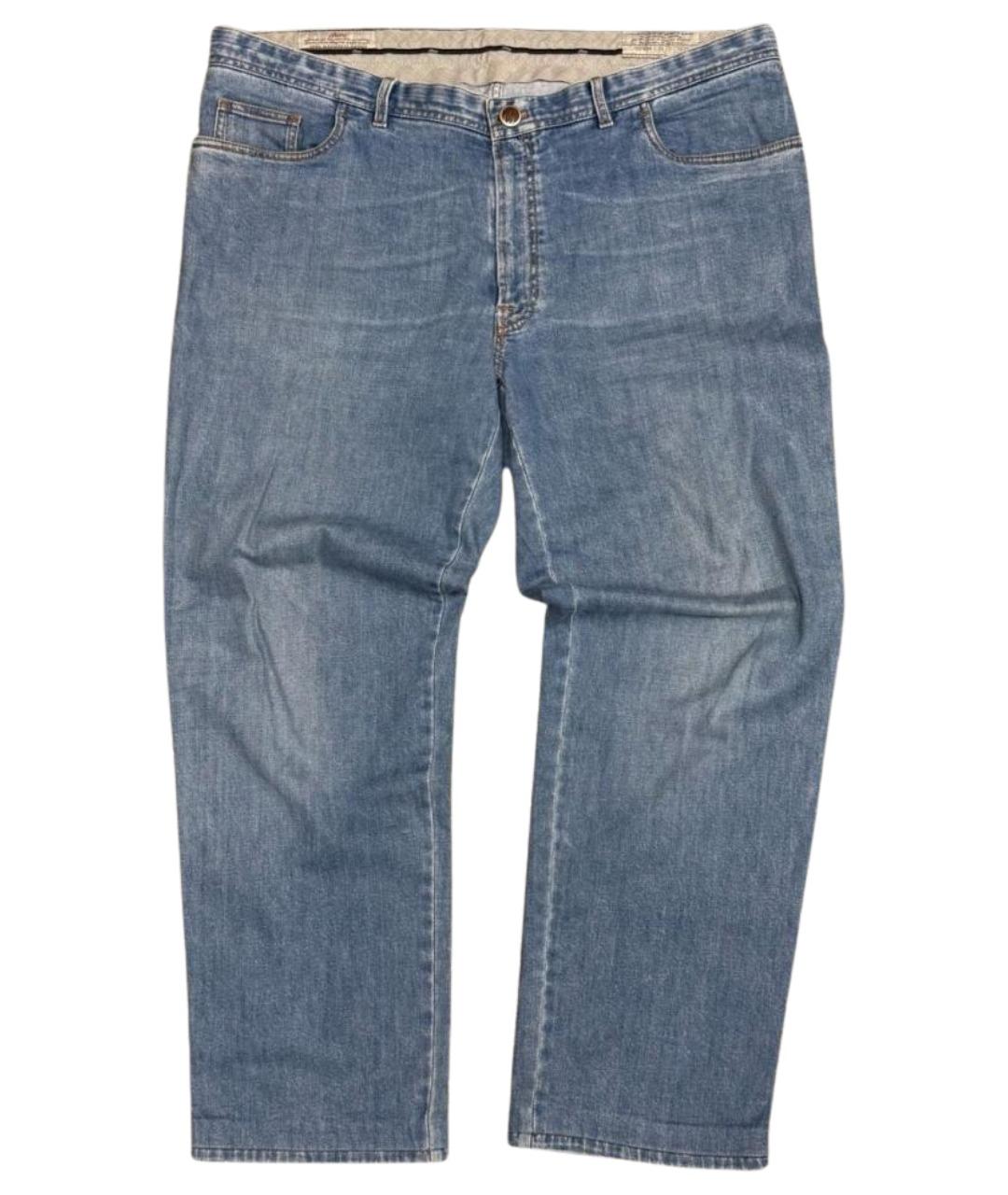BRIONI Голубые хлопковые прямые джинсы, фото 1