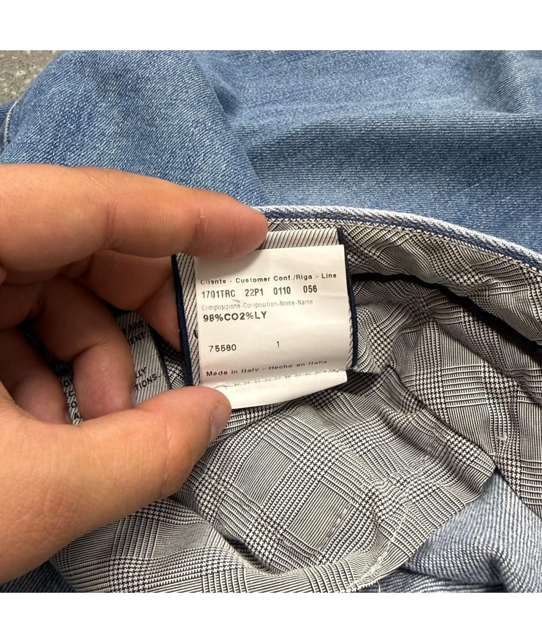 BRIONI Голубые хлопковые прямые джинсы, фото 7