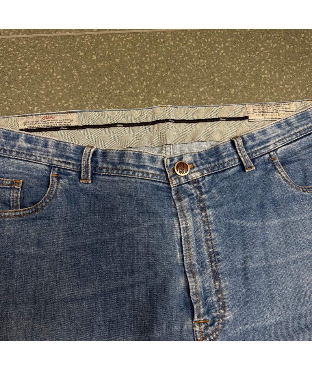 BRIONI Голубые хлопковые прямые джинсы, фото 4