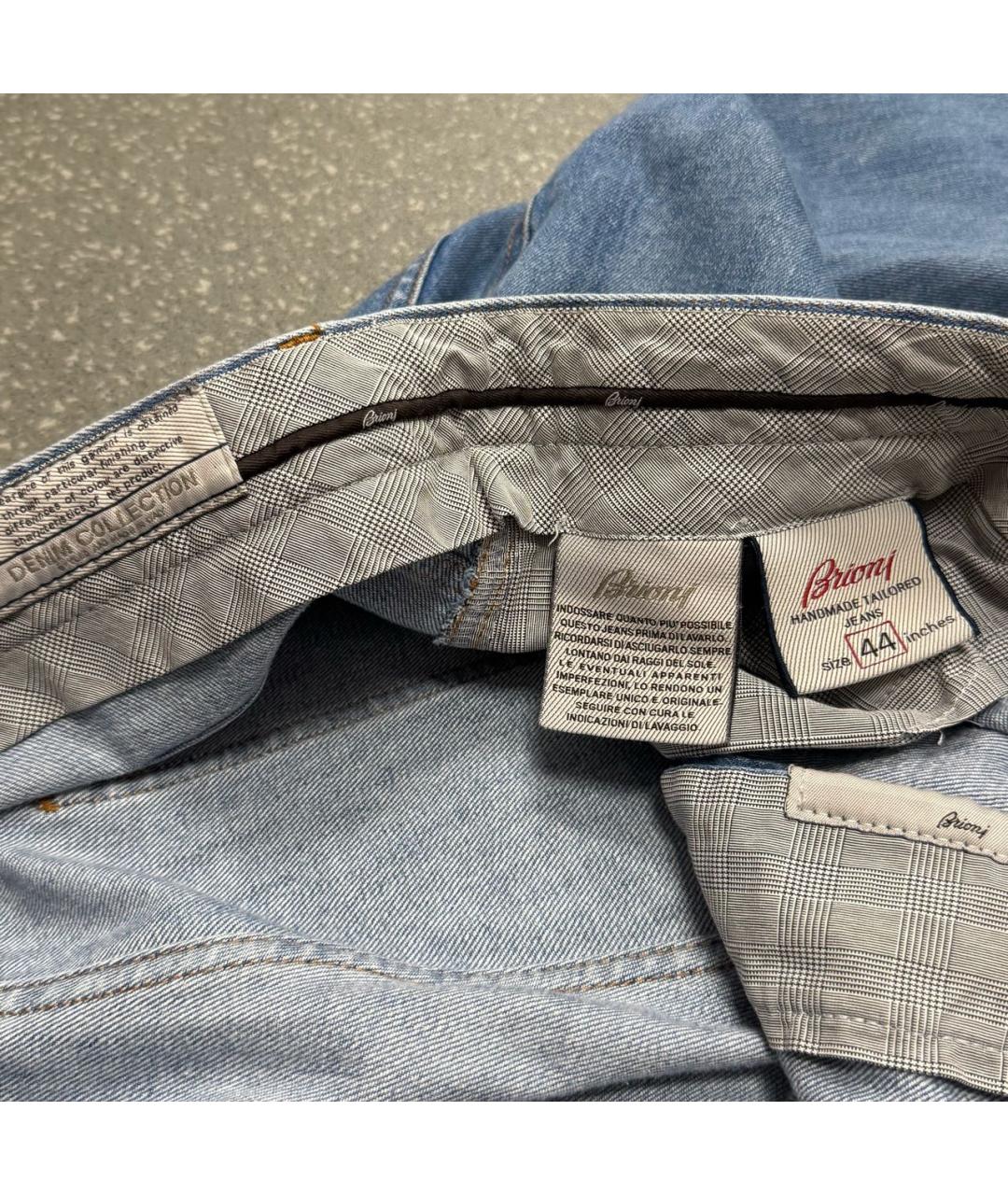 BRIONI Голубые хлопковые прямые джинсы, фото 5