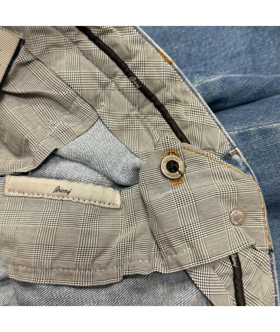 BRIONI Голубые хлопковые прямые джинсы, фото 8