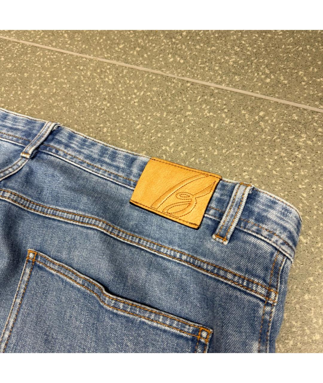 BRIONI Голубые хлопковые прямые джинсы, фото 3