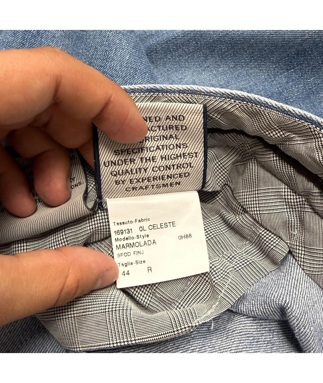 BRIONI Голубые хлопковые прямые джинсы, фото 6