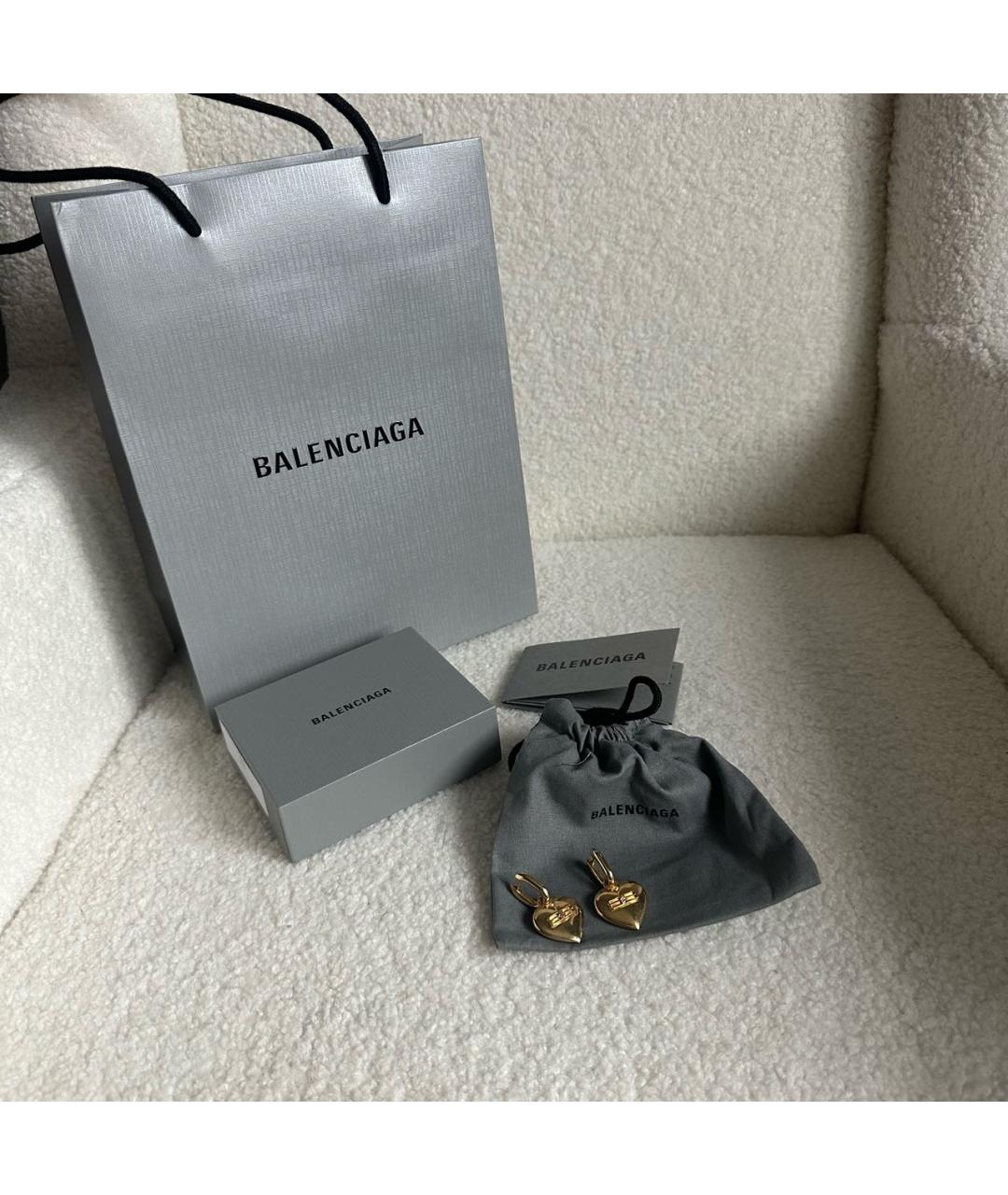 BALENCIAGA Золотые металлические серьги, фото 4