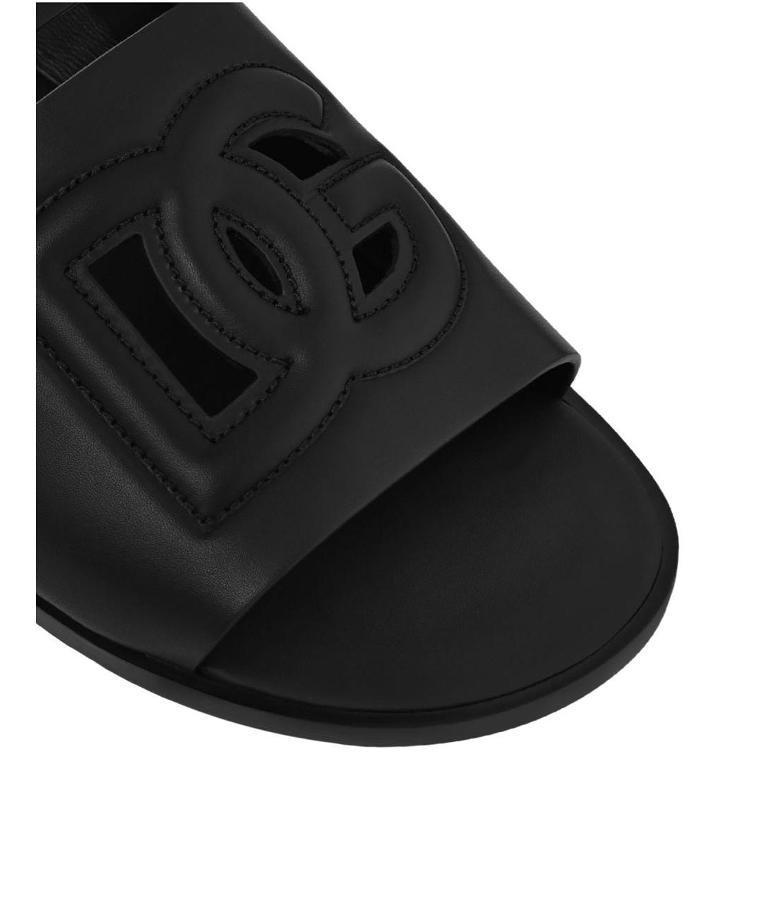 DOLCE&GABBANA Черные кожаные сандалии, фото 2