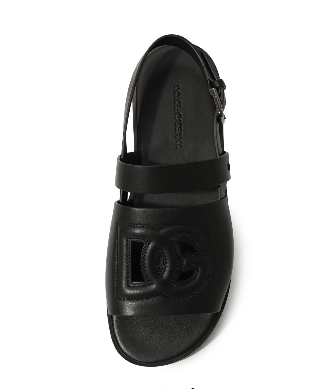 DOLCE&GABBANA Черные кожаные сандалии, фото 5