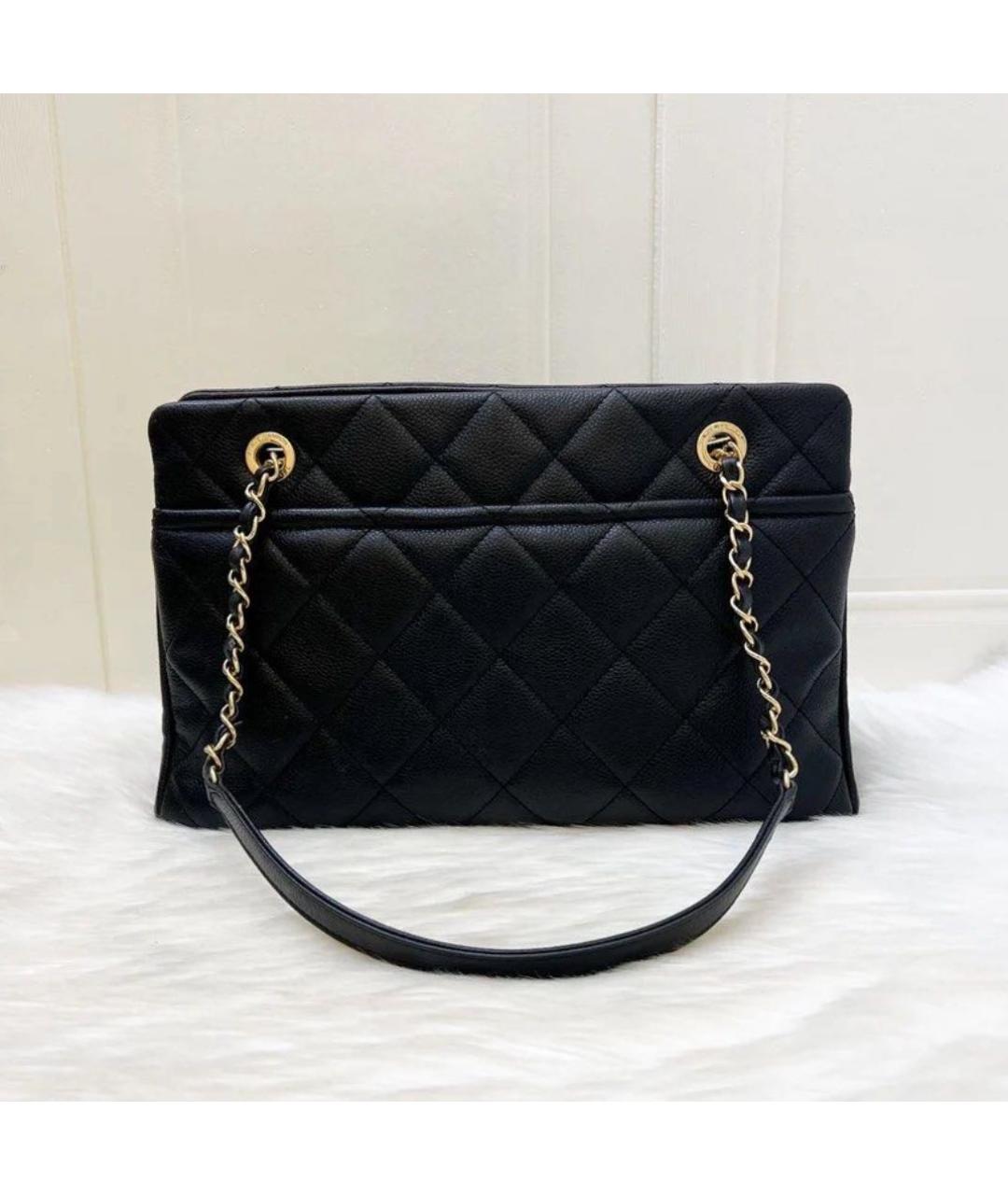 CHANEL Черная кожаная сумка тоут, фото 2