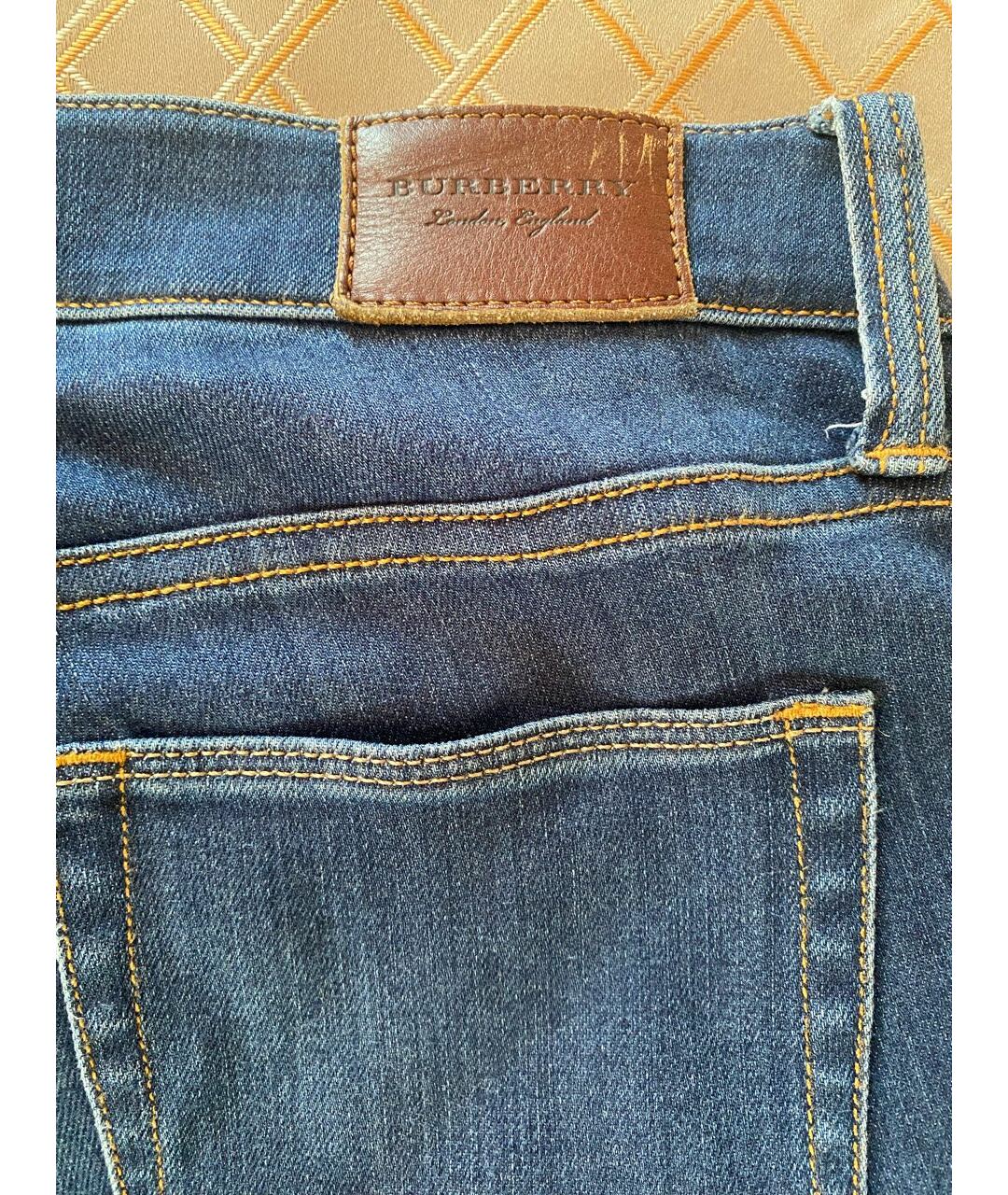 BURBERRY Синие хлопко-полиэстеровые джинсы слим, фото 4