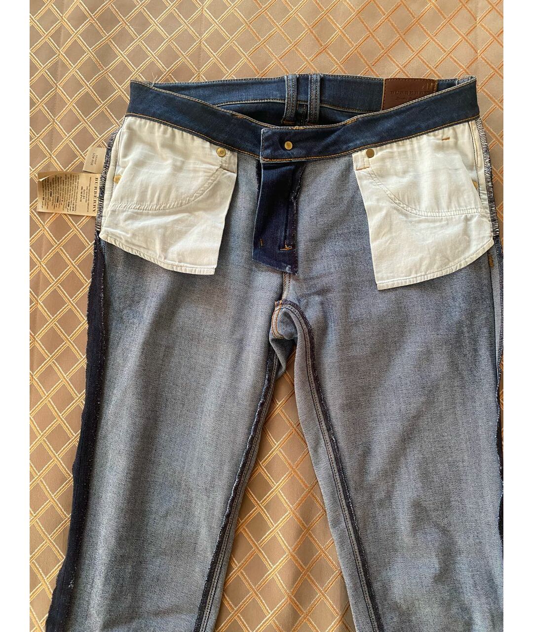 BURBERRY Синие хлопко-полиэстеровые джинсы слим, фото 3