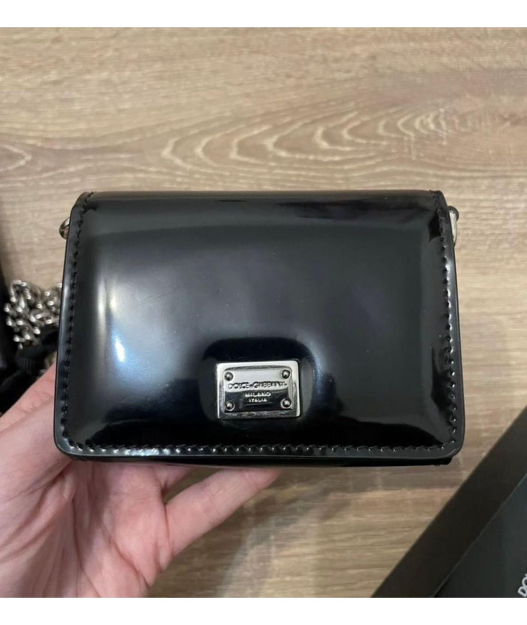 DOLCE&GABBANA Черная кожаная сумка через плечо, фото 3