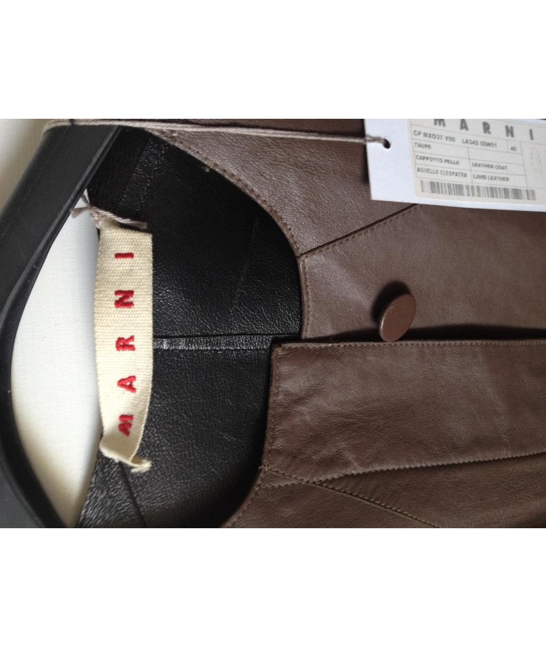 MARNI Коричневый кожаный тренч/плащ, фото 5