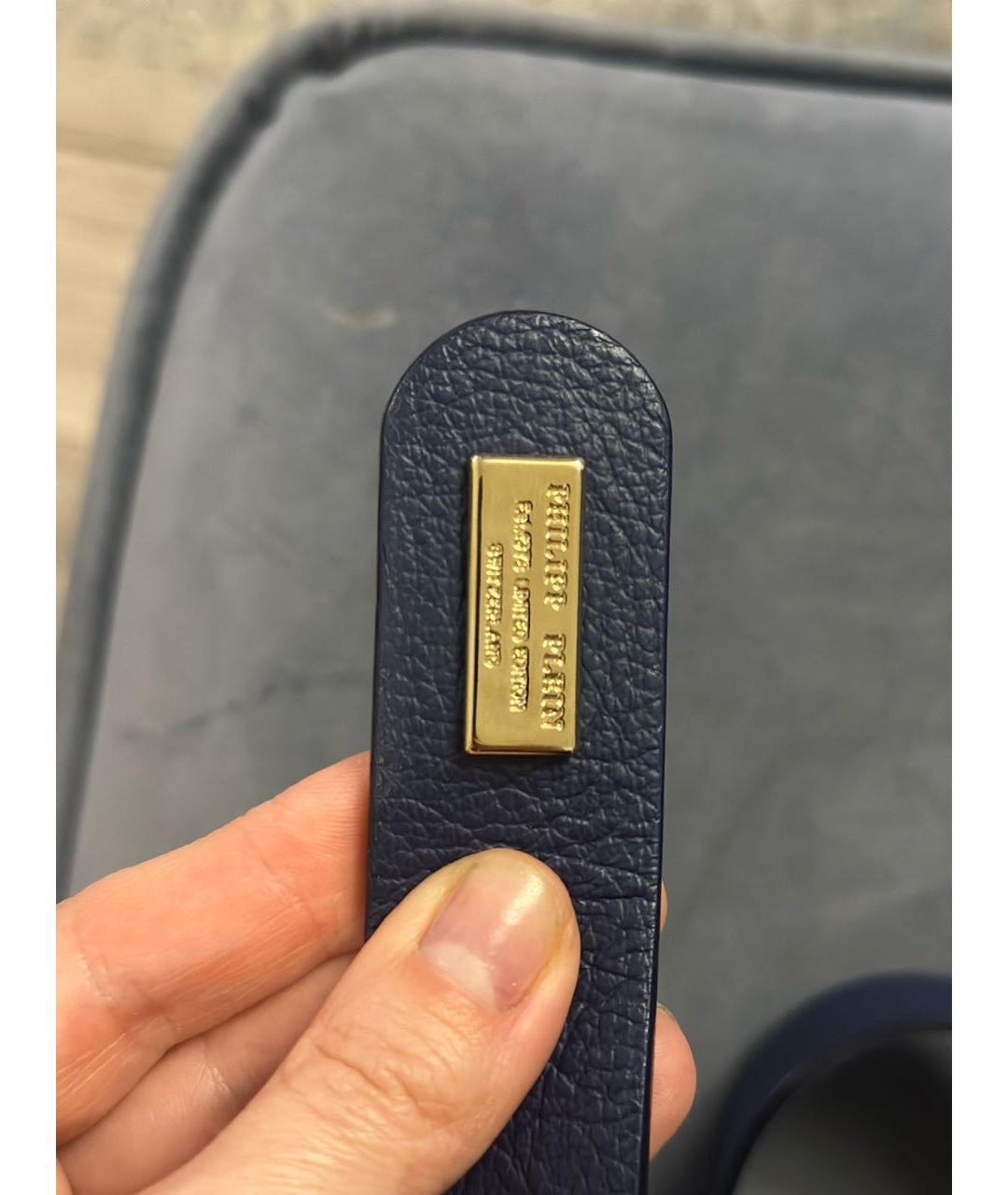 PHILIPP PLEIN Синий кожаный ремень, фото 4