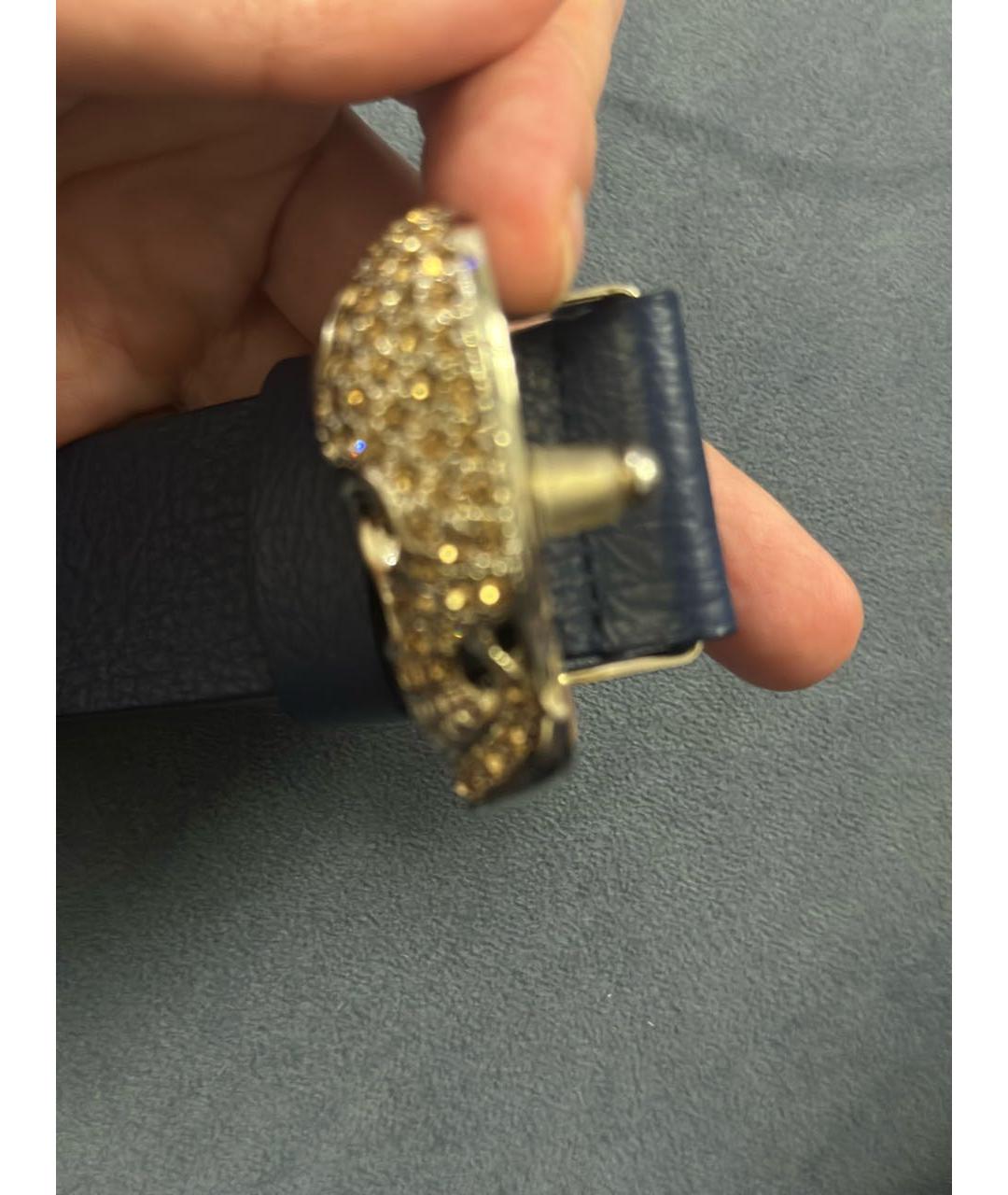 PHILIPP PLEIN Синий кожаный ремень, фото 3