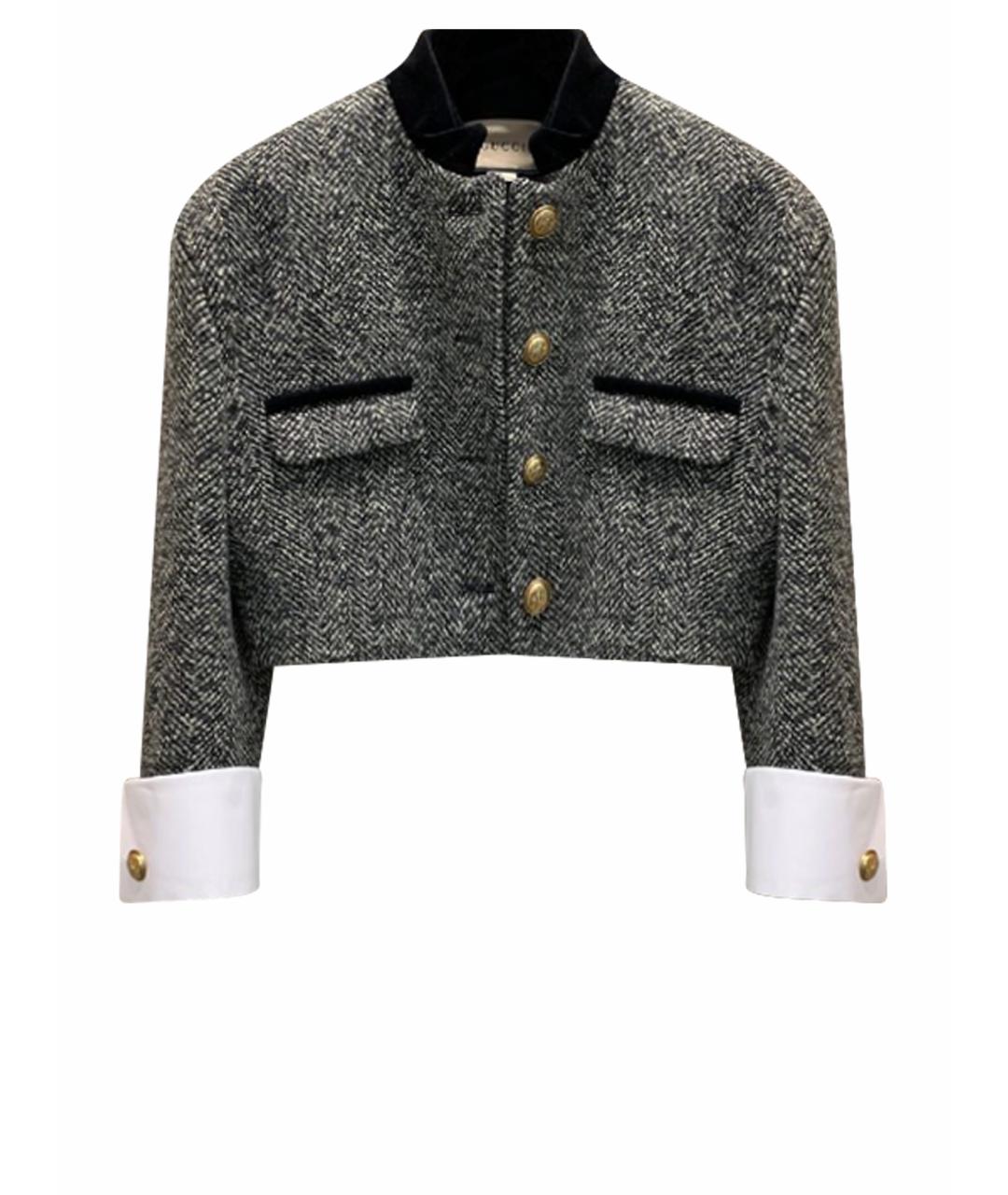 GUCCI Серый шерстяной жакет/пиджак, фото 1
