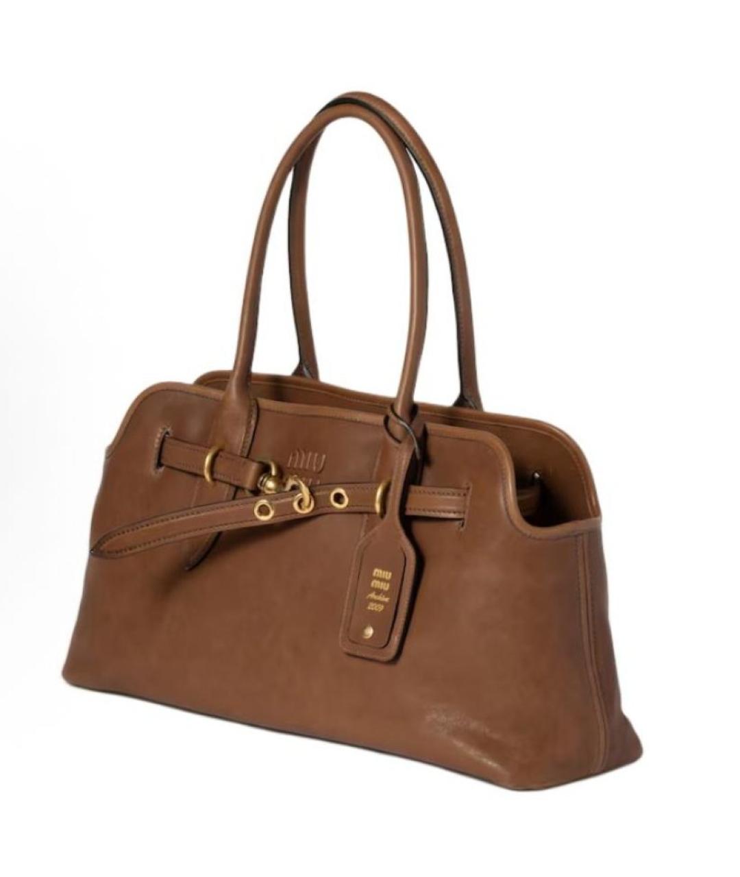 MIU MIU Коричневая кожаная сумка тоут, фото 2